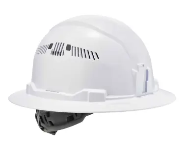 HARD HAT WITH VENTS AND RATCHET SIZE ADJUSTMENT 4 POINT SUSPENSION WHITE